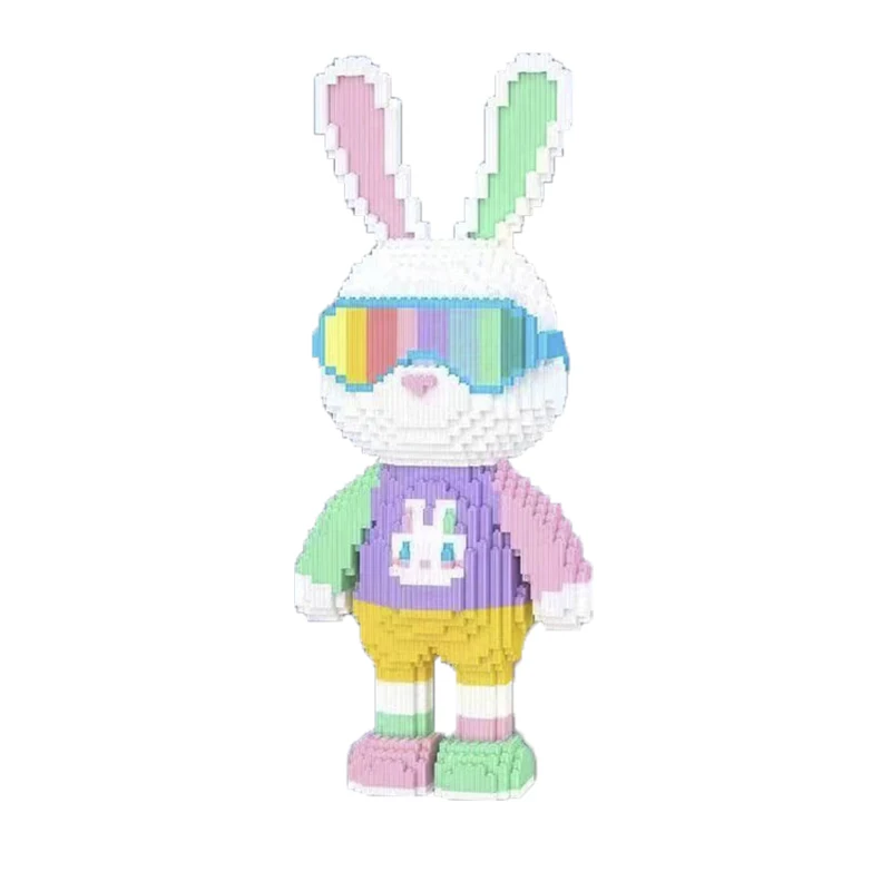 3D 사탕 토끼 다채롭고 귀여운 토끼 빌딩 블록 성인 높은 난이도 조립 어린이 교육 장난감 생일 선물