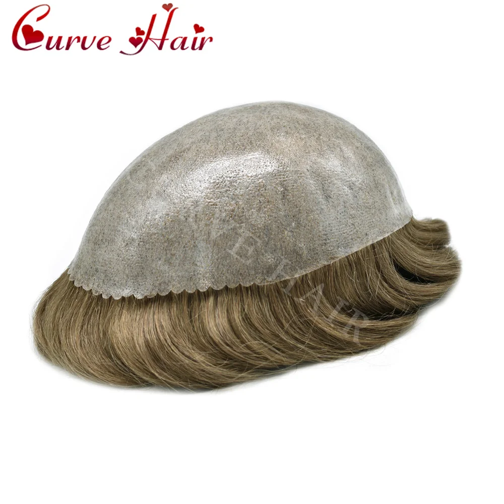 Toupee For Men Human Hair Replacement System All PU Men's Capillary Prothesis 0.10mm Durable Thin Skin Hairpiece Medium Density