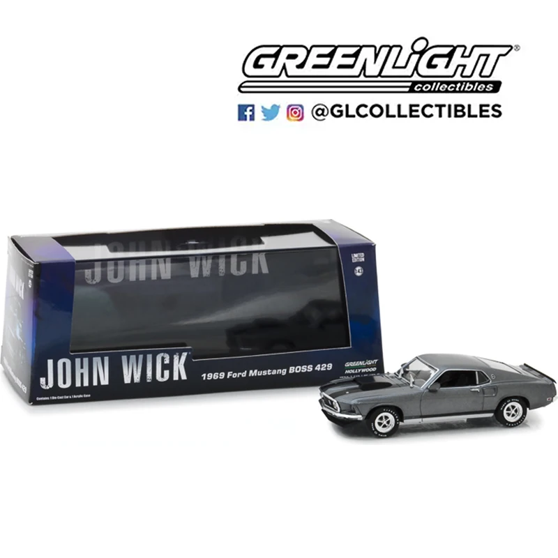 

Greenlight 1/43 Proportion Ford Mustang 1969 BOSS 429 — модель серии John Wick можно открыть автомобиль из сплава, детский рождественский подарок