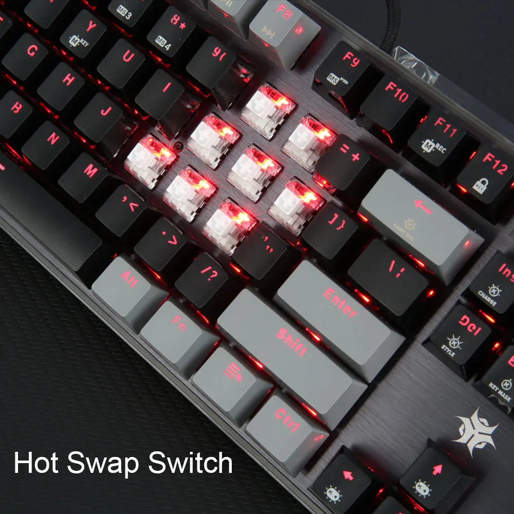 Teclado mecánico HEXGEARS GK715S, teclas PBT de 104 teclas, interruptor rojo Kailh, teclado para juegos con retroiluminación blanca de intercambio en caliente y escritura de trabajo