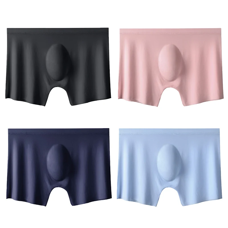 4PCS männer Eis Seide Ultra-dünne Nahtlose Shorts Sexy Dessous Solide Atmungsaktive Boxer Briefs Männer Unterhosen