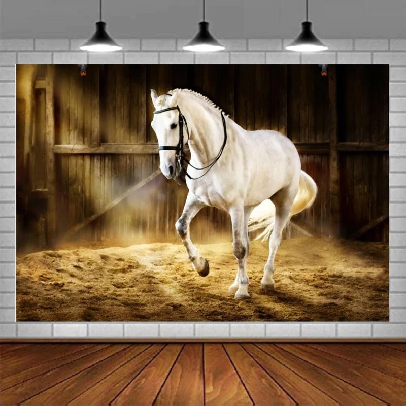 

Western Photography Backdrop Countryside West Cowboy Horse in The Stable Photo Background Photo Studio Props Banner Poster