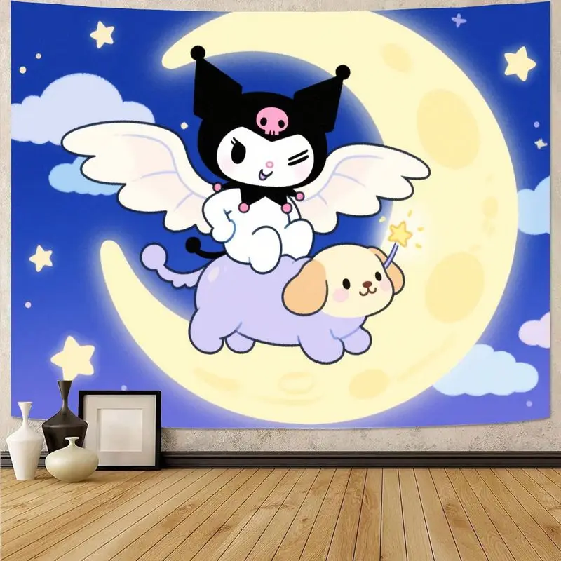 

1 шт. Sanrio Kuromi Moon Dog Kawaii гобелен современный полиэстер настенное искусство гостиная спальня декор подарок для девочек-подростков