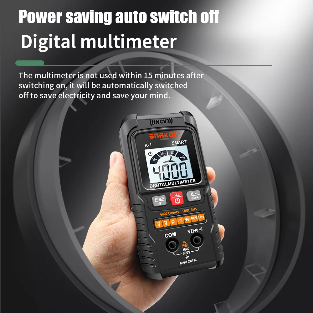 Imagem -05 - Mini Multímetro Digital ac dc Ncv Inteligente Multímetro Testador Ohm Medidor de Tensão 4000 Contagem Faixa Automática Profissional Eletricista Tester