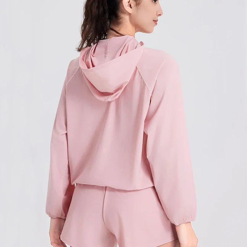 Женская однотонная толстовка UPF50 + с защитой от УФ-лучей, уличная куртка для бега, дышащая быстросохнущая спортивная толстовка с капюшоном, женская одежда для тренировок