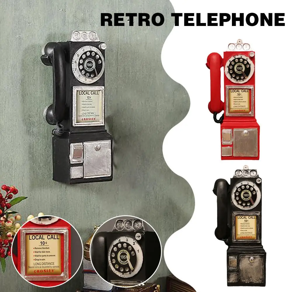 Vintage Telephone Model Wall Hanging Ornaments Retro Furniture Phone Miniature Crafts Gift For Bar Home Decoration H2i7