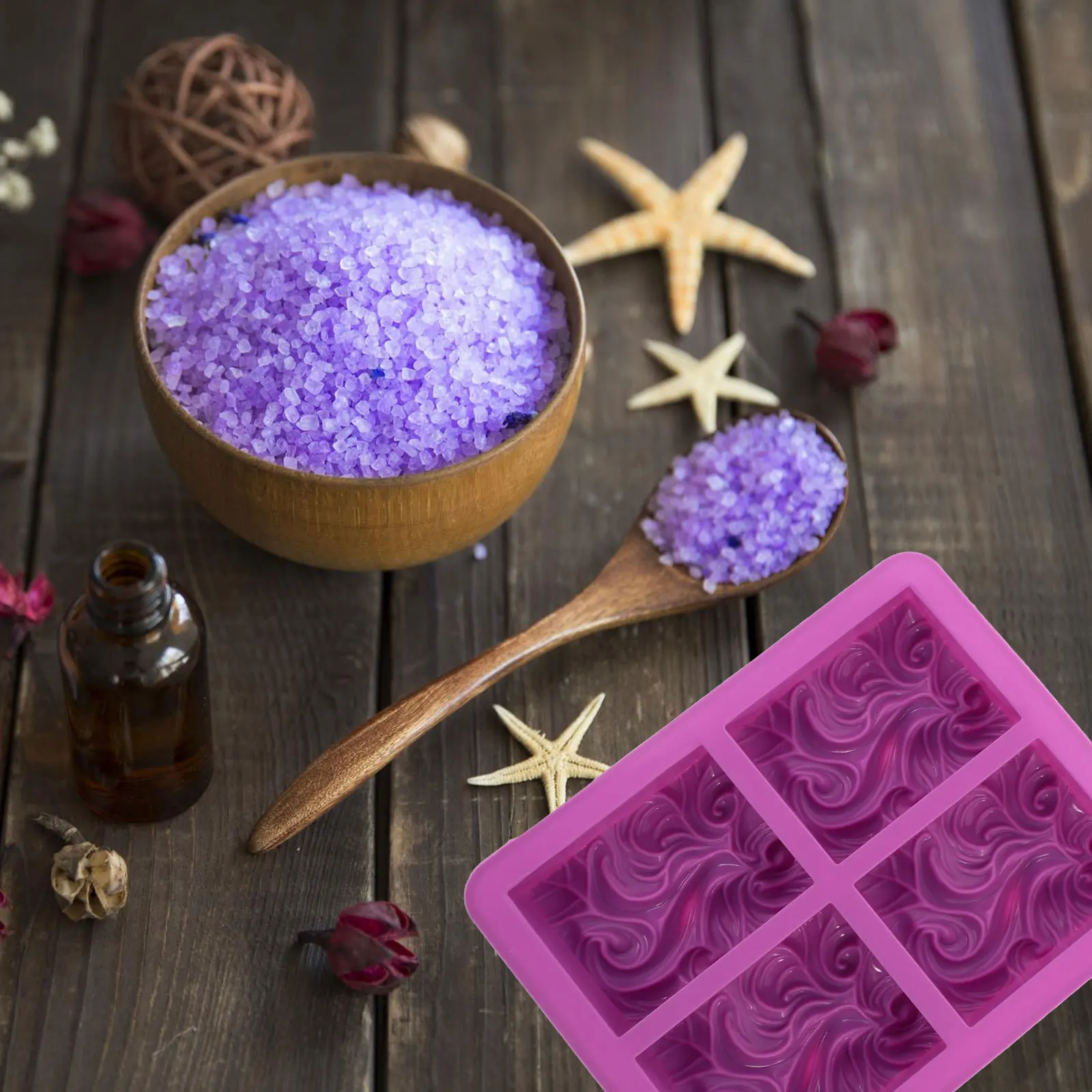 

2Pcs Silicone Soap Molds Ocean Wave Shape for Homemade Soap Handmade Cake Baking Mold Durable Flexible Ocean Wave Mold