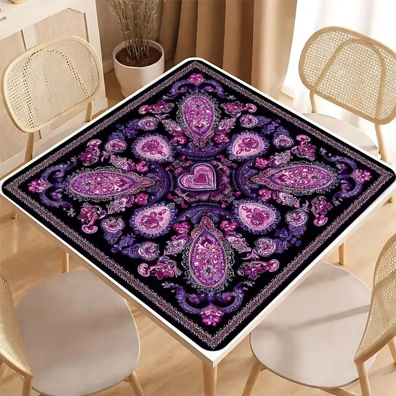 Retro Bohemian Flower Board Mahjong Table Mat Anti-Slip Noise Reduction for Card Game Table Playing Room Home Decor