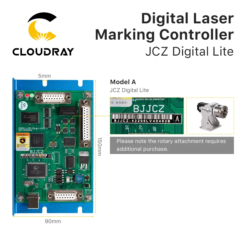 Cloudray-controlador de marcado láser Co2 JCZ, tablero de marcado de LMC-DIGIT-LV4 BJJCZ EzCad para tubo de marcado láser Co2 de 10.6um, tubo RF