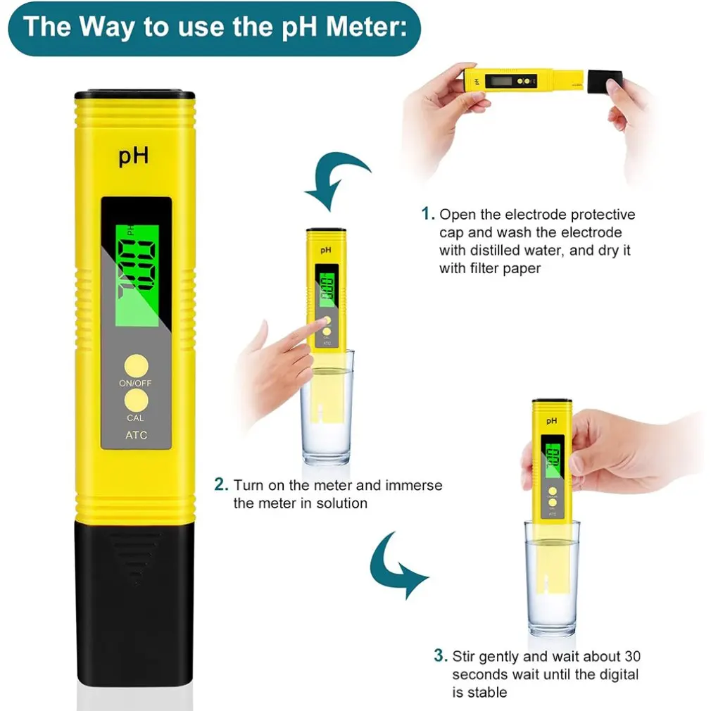 PC101 PH/CL2 Chlorine Tester LCD Digital Water Quality Tester Portable Swimming Pool Spa Aquarium PH Meter Test Accessories