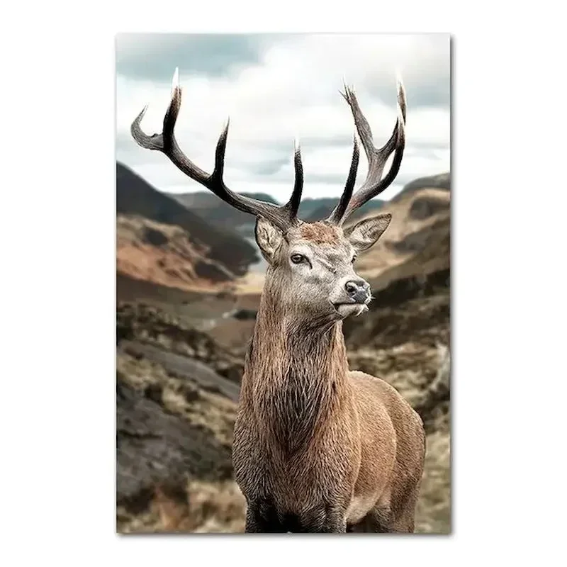 Natural Autumn Scenery Poster and Prints Animal Art Deer Canvas Painting Wall Art Picture for Living Room Home Decor No Frame