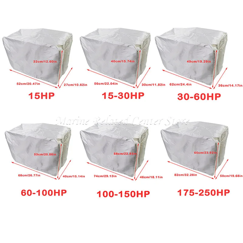 Motor Engine Boat Cover 15-250HP 210D  Waterproof  Anti UV Dustproof Cover Marine Engine Protector Canvas Yacht Half Outboard