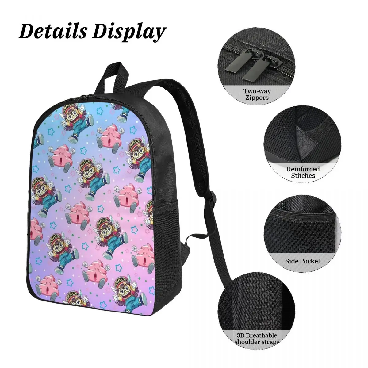 Arale And Poop Dr Slump Zaino Studente Ragazzi Ragazze BookBag Borsa da scuola Borse a tracolla per laptop Borsa da pranzo isolata 3ps Astuccio