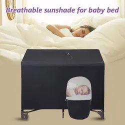 Baby Bed Cover Blackout Crib Canopy Cover Breathable Stretchable Portable Baby Bed Blackout Tent Safety Compact Sunshade Travel