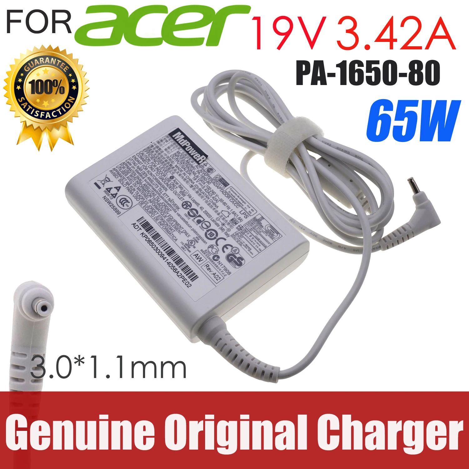 

Genuine 65W PA-1650-80 AC Adapter For ACER Aspire S3 S5 S7 S7-191 S7-391 ULTRABOOK ICONIA W700 Series Laptop Charger 19V 3.42A