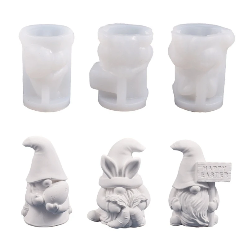 DIY Easter Gnome Aromatherapy Candle Silicone Mold Faceless Old Man Dwarf Gypsum Candle Epoxy Resin Mould Party Desktop Ornament