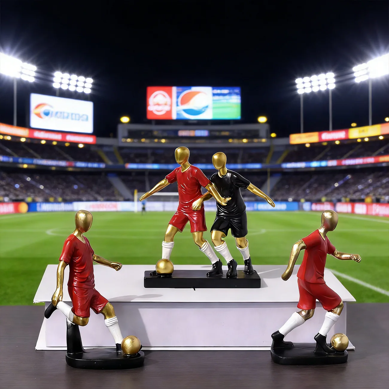 Resin Football Player Statue, Creative Soccer Man Ornament for Home Living Room, Wine Cabinet Office Desk Decor