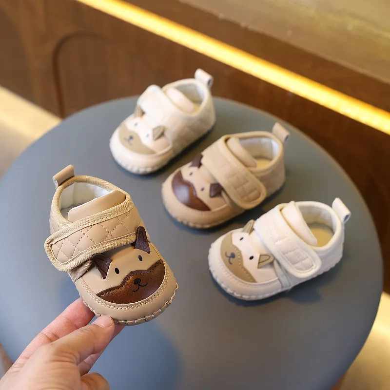 

Детская повседневная обувь, прогулочная обувь с милым щенком для мальчиков и девочек, мягкая подошва на липучке, новинка 2025, модная детская обувь на плоской подошве, нескользящая универсальная обувь