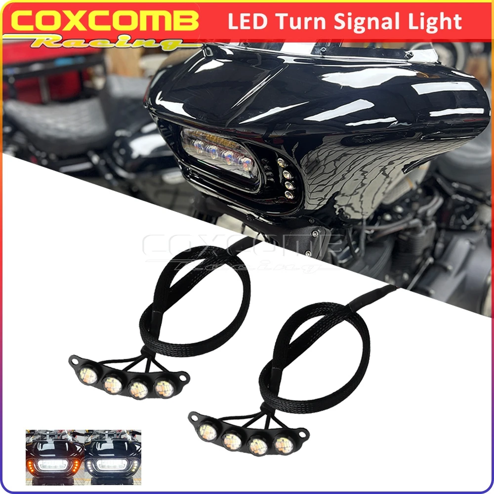 

23mm LED Turn Signal Light Motorcycle Mini Front Fairing Running Lights For Harley Softail Fat Bob 114 FXFB FXFBS 2018-2024 12V