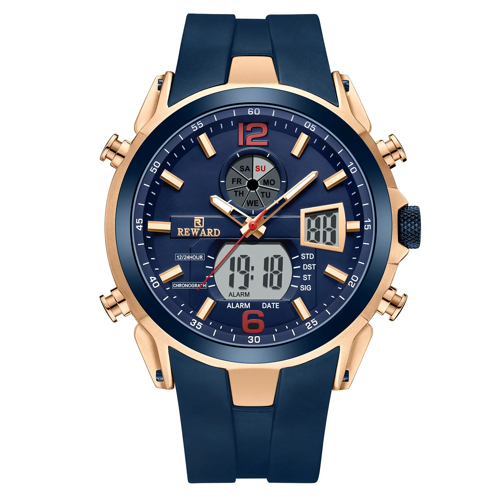 Orologio elettronico da uomo sportivo multifunzionale Orologio impermeabile luminoso multifunzionale Orologio da uomo con doppio puntatore a movimento