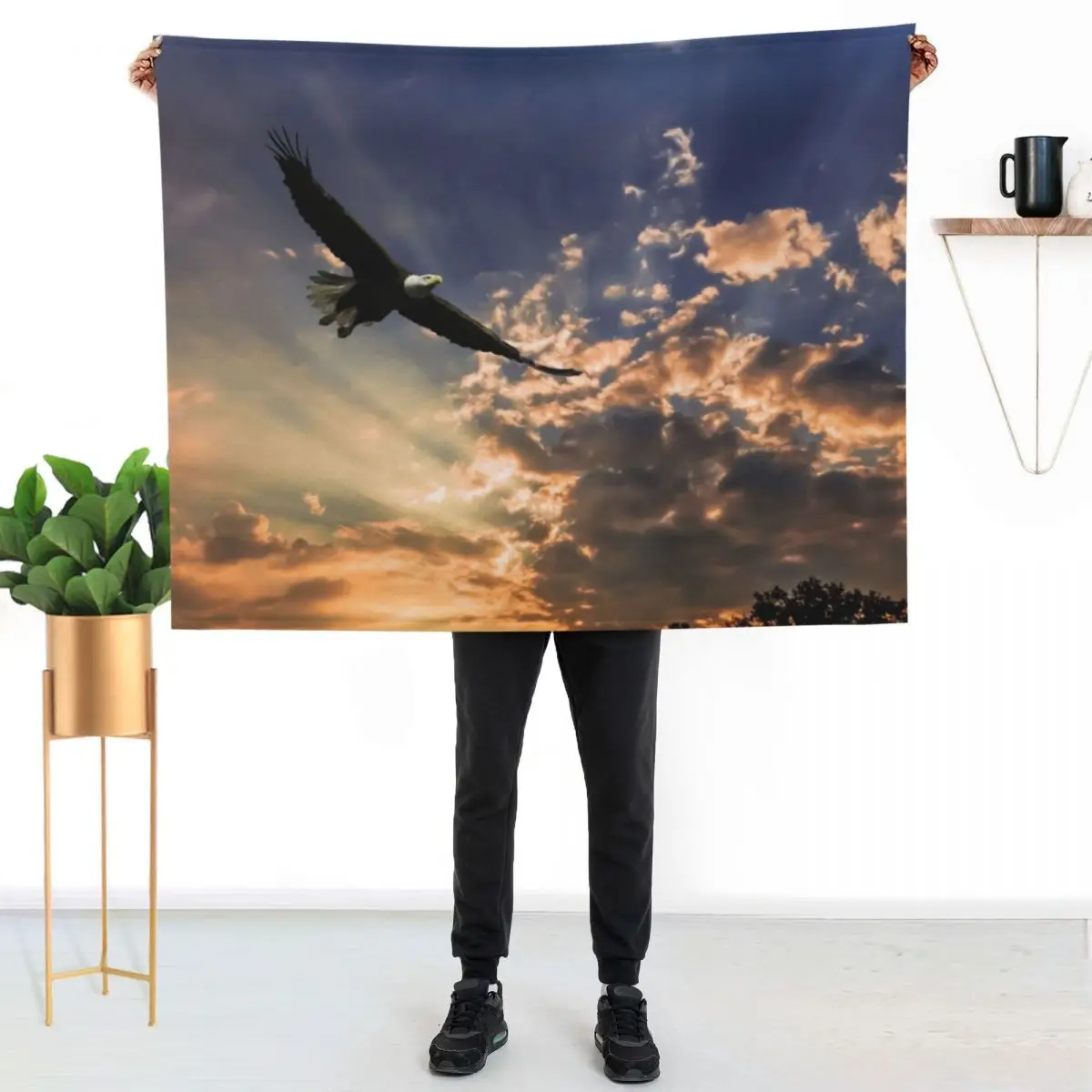High Soaring Bald Eagle Throw Blanket Custom Soft Plush Plaid Kid'S Decorative Sofas For Sofa Thin for sofa Blankets