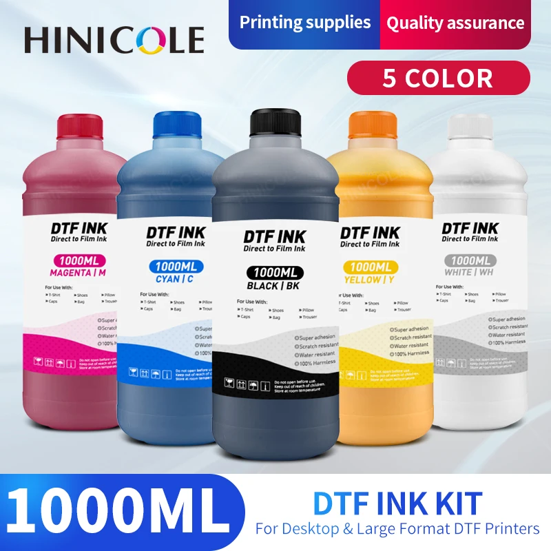 Set di inchiostri DTF bianchi da 1000ML per trasferimento di calore con pellicola a trasferimento diretto DTF per inchiostro per stampante Epson