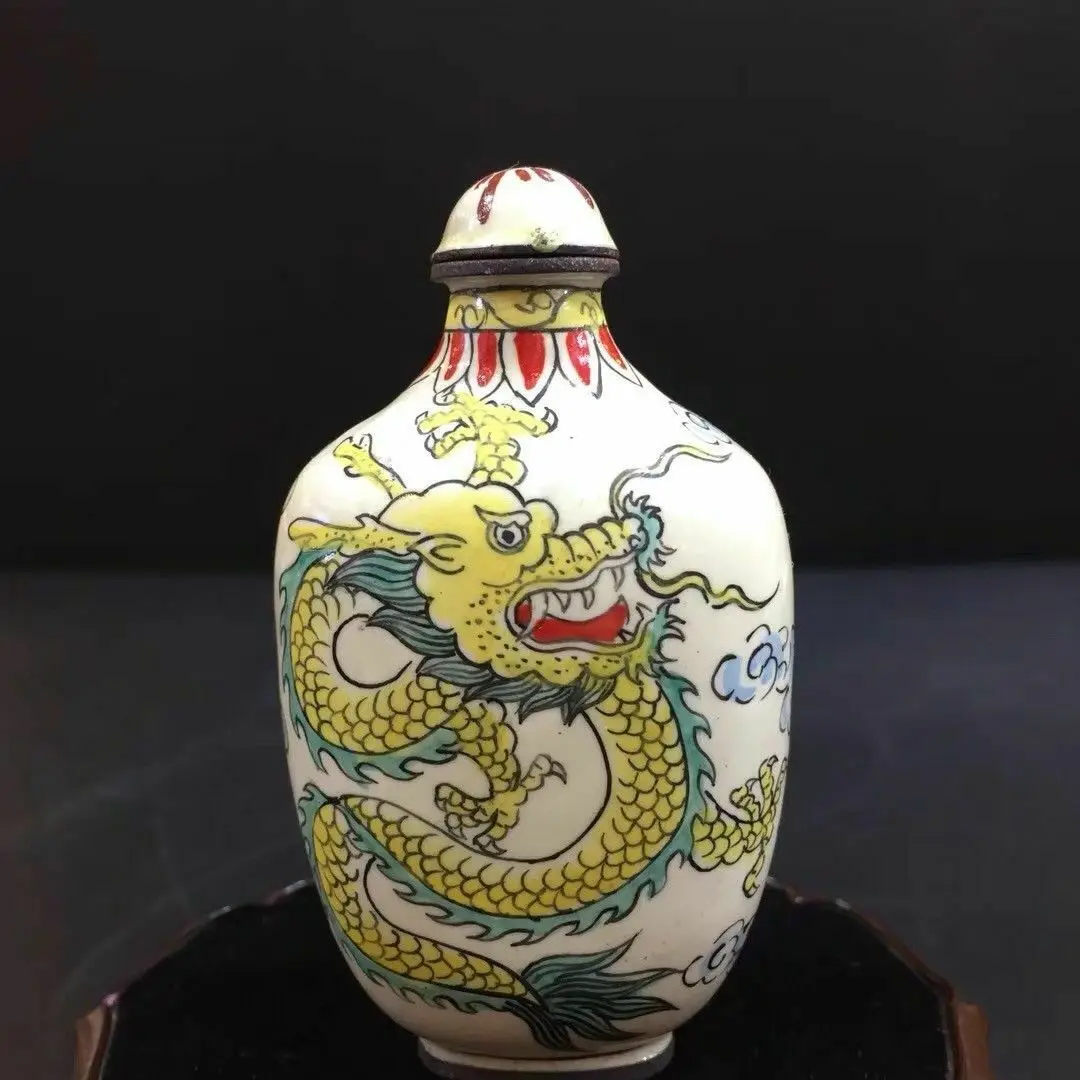 Chinese Antique Cloisonne depicts Shenlong snuff bottle Qianlong Year bottle