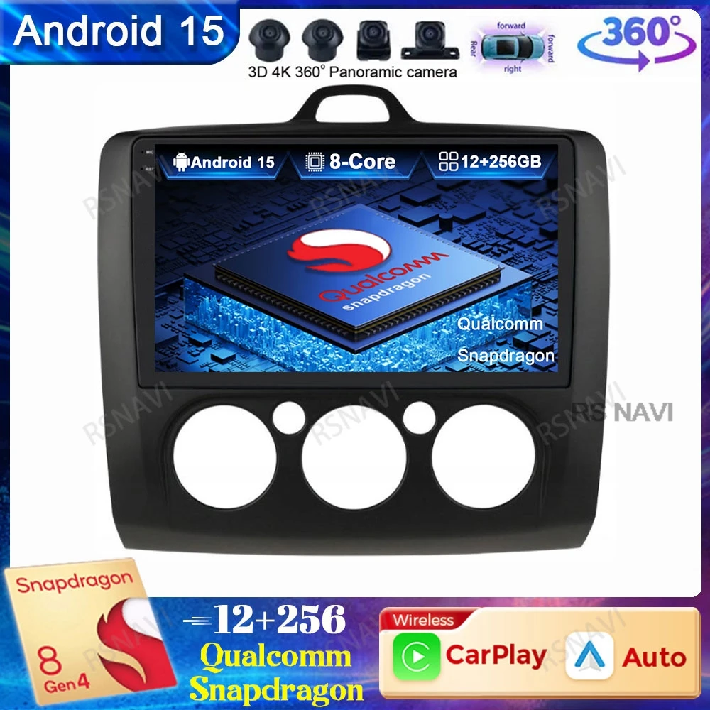 

Android 15 Car Radio For Ford Focus 2 3 Mk2 Mk3 2004 2005 - 2011 Navigation 4G LTE Qualcomm Viedo Player AI Voice Multimedia BT