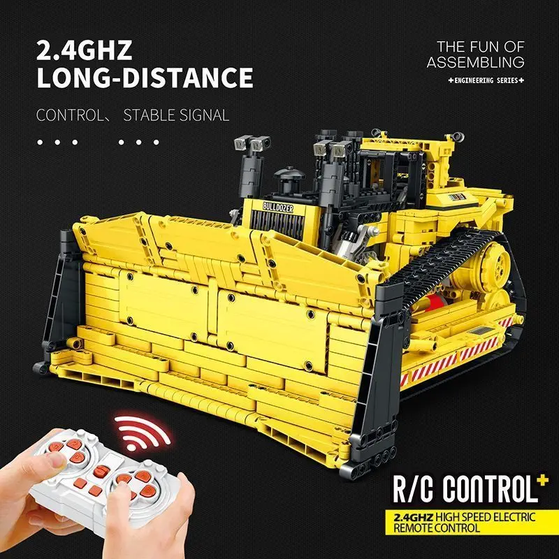 

MOC-83447 Remote Control Mechanical D11 Bulldozer City Construction Vehicle Building Blocks Model Large Crane Truck Toys For Kid