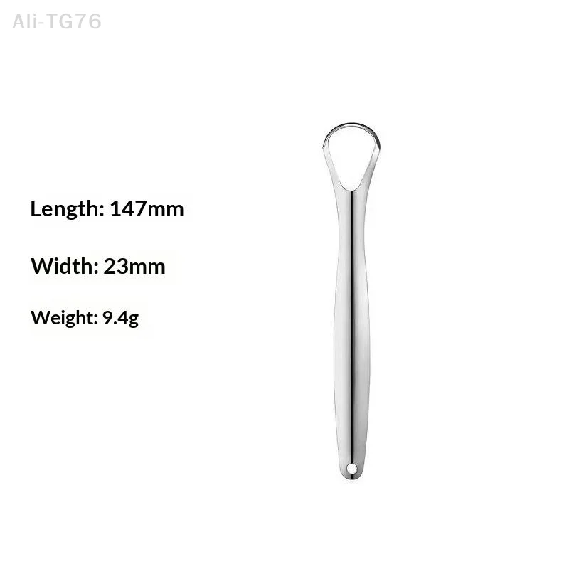 [P] Reusable Stainless Steel Useful Tongue Scraper Cleaner Fresh Breath Cleaning Coated Tongue Oral Hygiene Care Tools