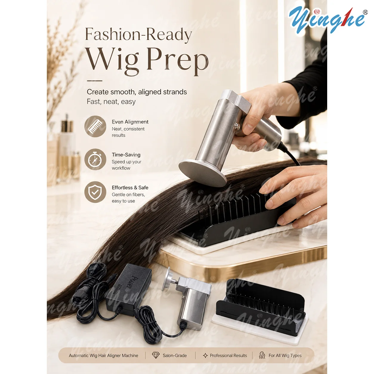 2026 Auto Hair Aligner Stainless Steel Machine-Like Straightening Tool, Bulk Weft Extensions Flattener, Salon Time-Saver