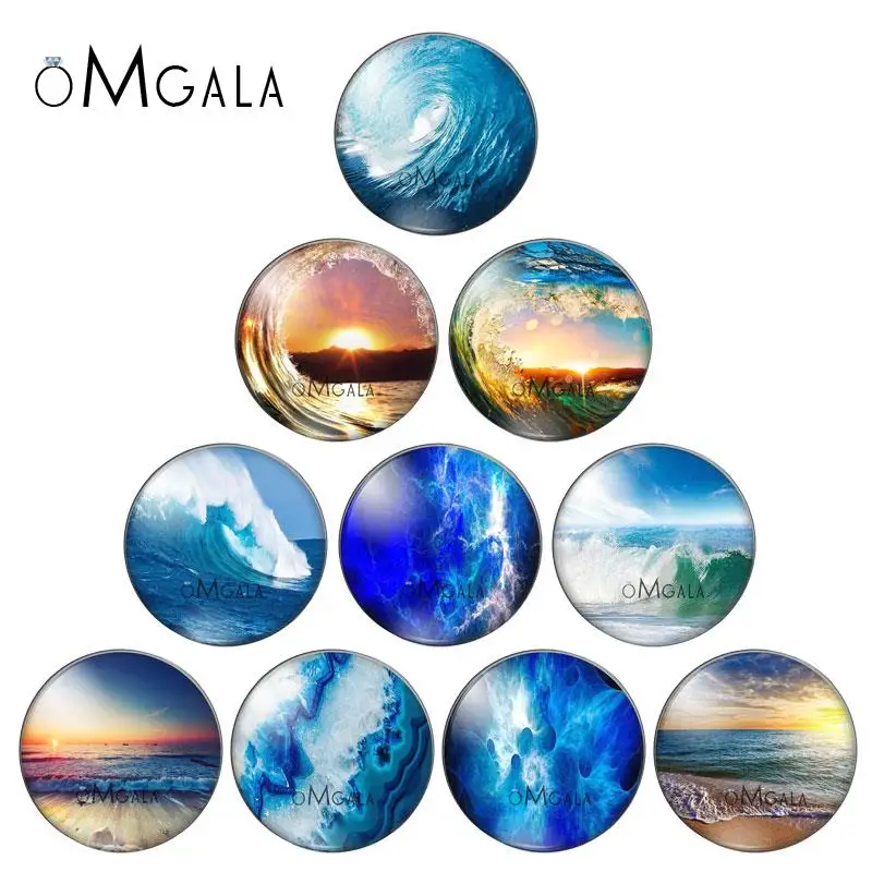 Beautiful Sea and Sun Paintings 10pcs 12mm/14mm/16mm/18mm/20mm/25mm Round photo glass cabochon demo flat back Making findings