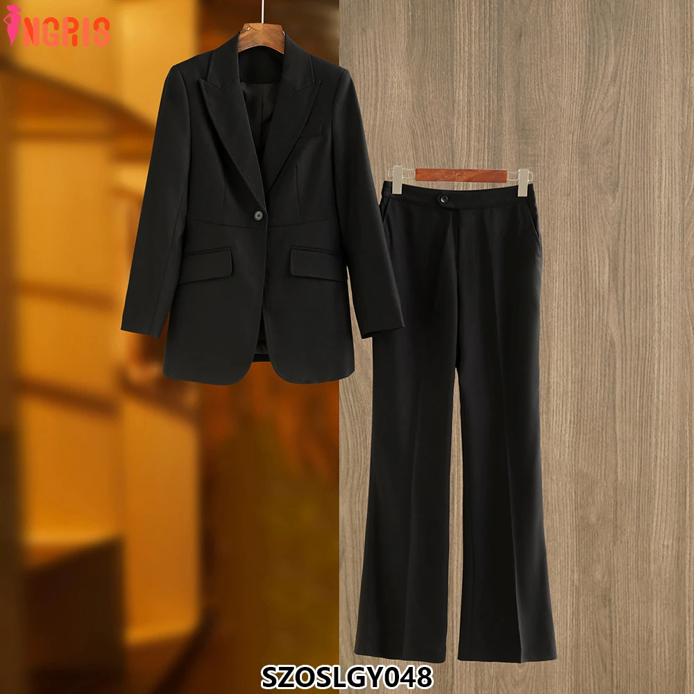 

2025 Autumn and Winter Professional Formal Women's Fashion Design Single Button Suit Wide Leg Pants-SZOSLGY048