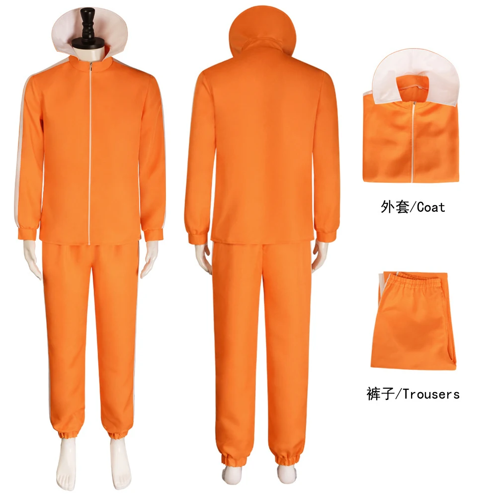 

Hot Inspired by Animated Comedy Film Orange Tracksuit Cosplay Costume for Halloween & Stage Shows Outfits Set Fancy Party Suit