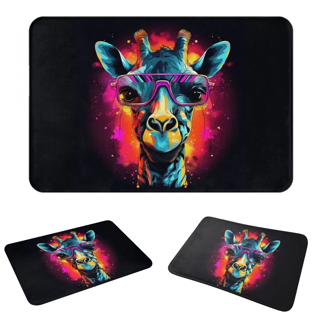 Giraffe With Glasses Non-slip Doormat Floor Mat Antiwear Carpet Rug for Kitchen Entrance Home Living room Footpad Mats