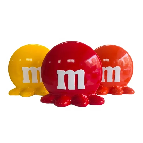 Custom Resin Cartoon M&M Bean Doll Sculpture For Living Room Shopping Mall Art Decorations