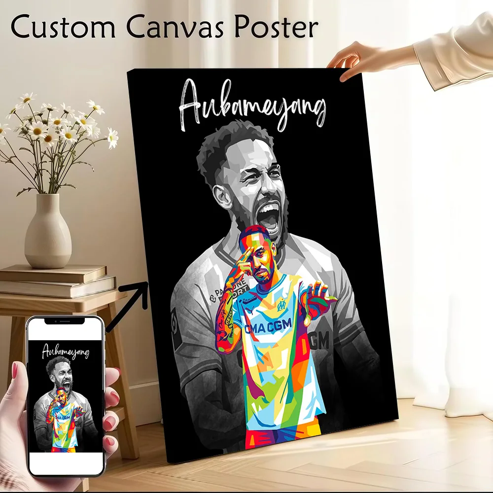 Aubameyang Pop Art Printed Canvas Wall Art Customizable Paintings Poster Perfect Gift for Gamer Decoration Room Ornaments Mural