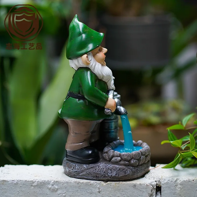 Santa Solar Lights Garden Fetch Water Dwarf Decoration Outdoor Decoration Birthday Gift Resin Crafts Garden Statues Home Decor