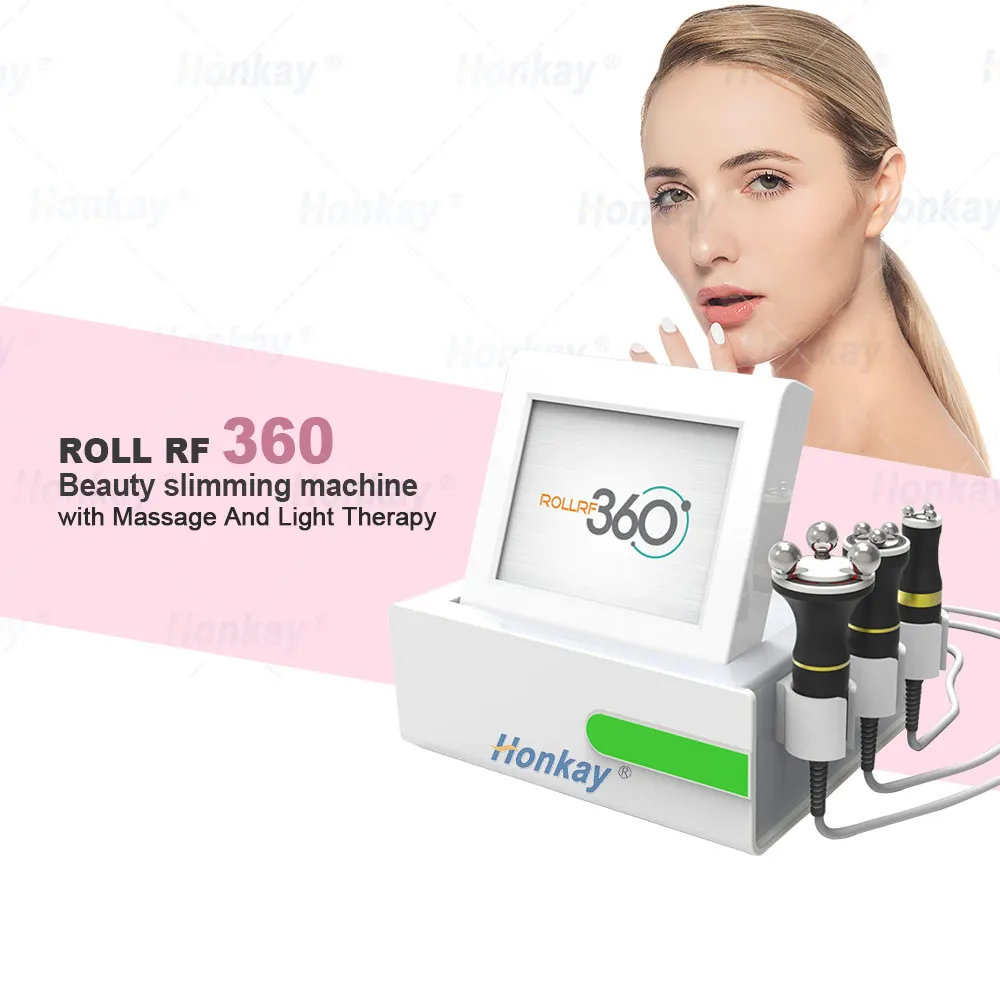 

3 in 1 Radio Frequency 360 Degree Automatic Rotating Vibration Led Light RF Body Slimming Face Lifting Skin Tightening Machine