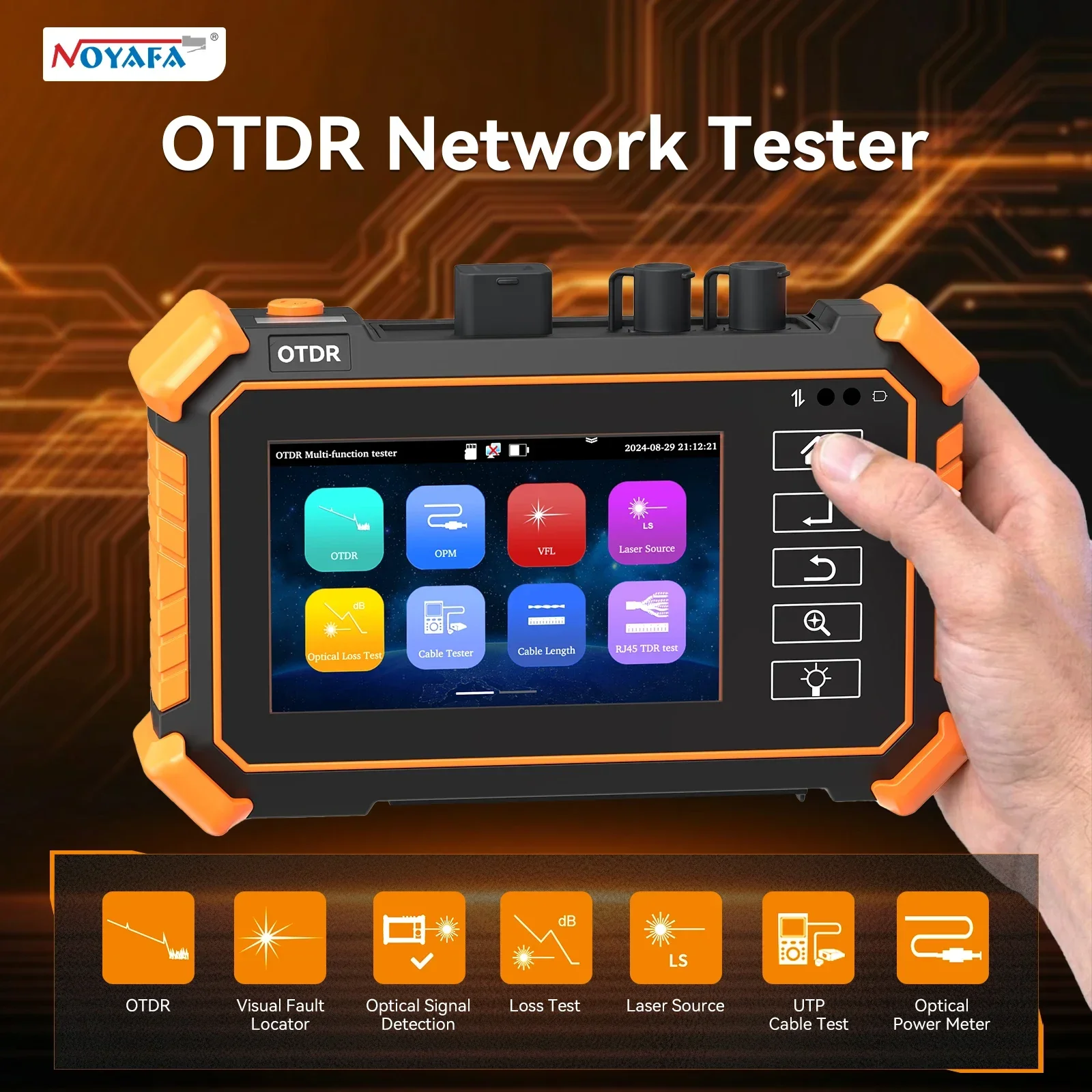 NOYAFA NF-983 OTDR Multifunction Fiber Optic Tester with OPM, VFL,RJ45 Cables IP Scan Optic Reflectometer Network Cable Tester