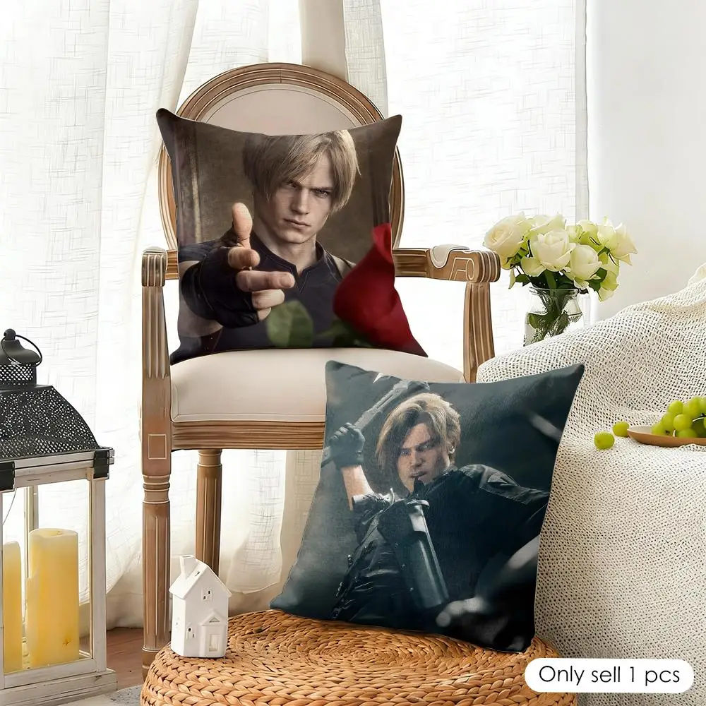 Video Game L-Leon Kennedy Cushion Cover Organic Linen Square Pillow Case Durable Non-Allergenic And Kind To Skin