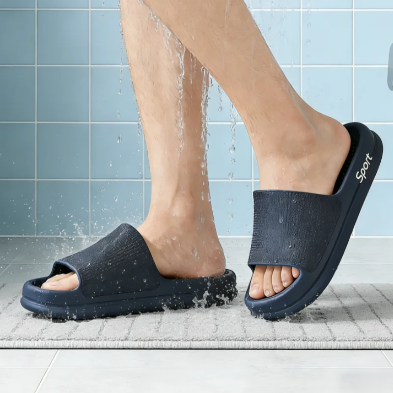 

Мужские летние тапочки Comfort Eva с толстой подошвой, мягкие уличные спортивные шлепанцы 2026 года, большие размеры, нескользящие, для ванной, парные