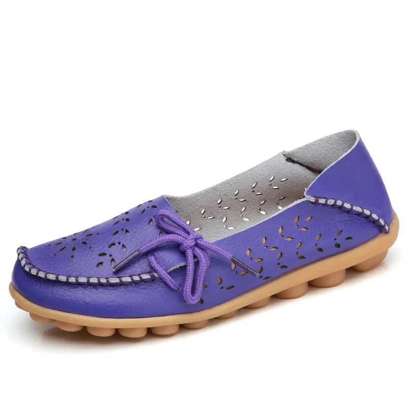 

Women's Shoes Fashion Women Flats Genuine Leather Loafers Women's hollow out Flats Ladies Shoes Female Slip On Ballet Flat Shoes