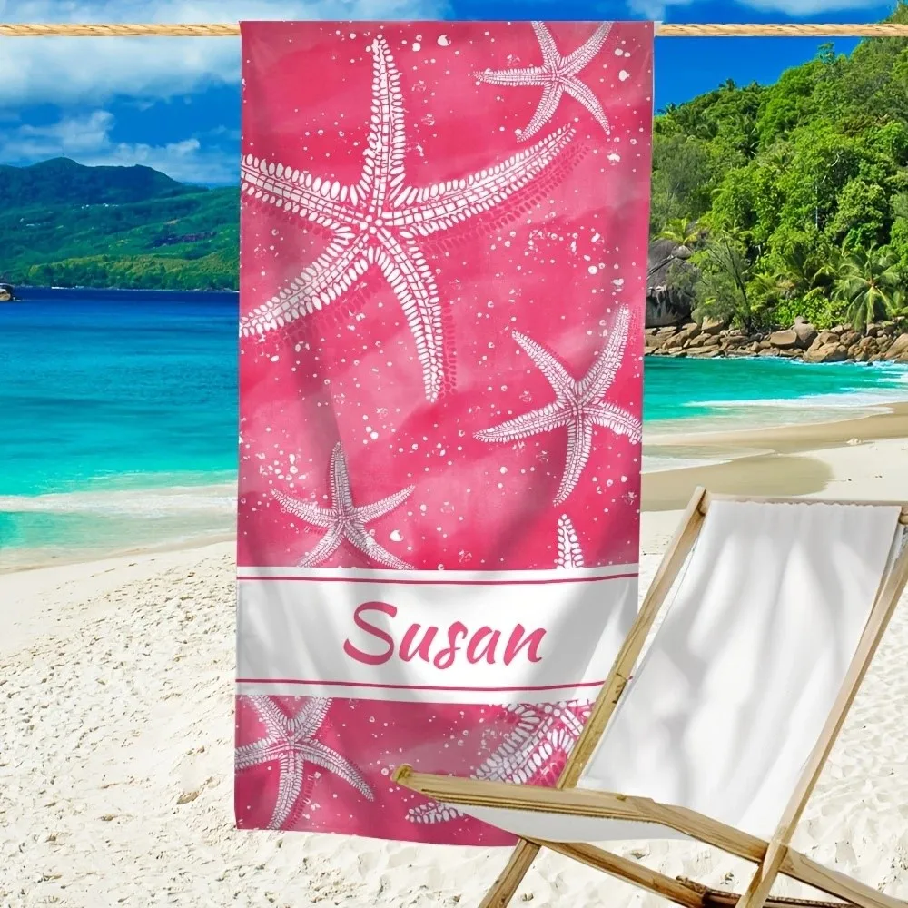 Personalized Striped Beach Towel Custom Name/Text Oversized Microfiber Towel Summer Party Gift for Beach Swimming Bath Sports