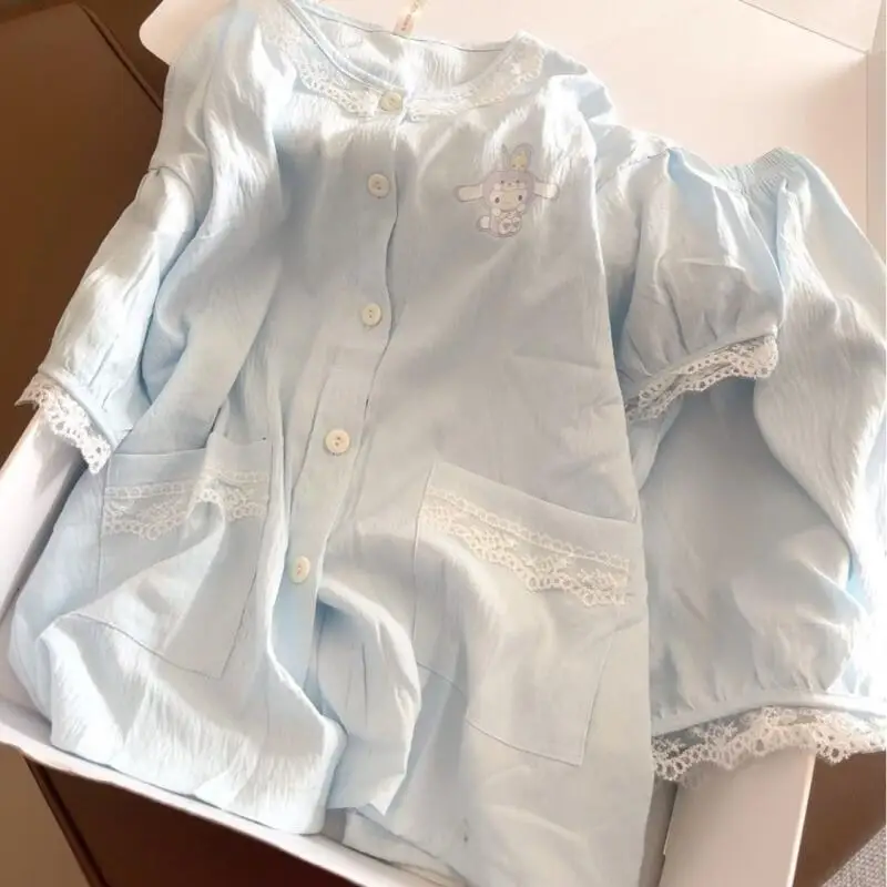 Korean Fashion Women's Short Sleeved Shorts Pajamas Summer Youth Loose Suit Cartoon Anime Girl Home Clothes Skin Friendly Soft