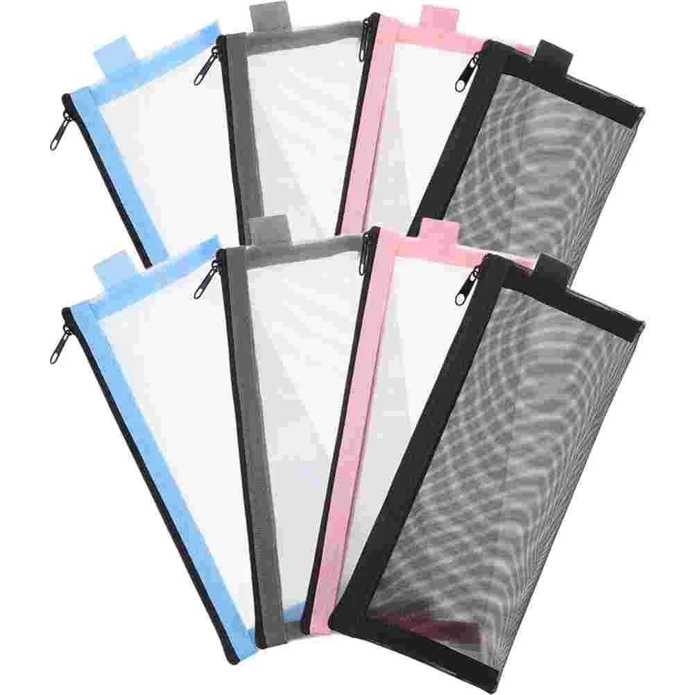 

8 Pcs Mesh Transparent Pencil Case Travel Makeup Bag Organizer Bags Korean Version