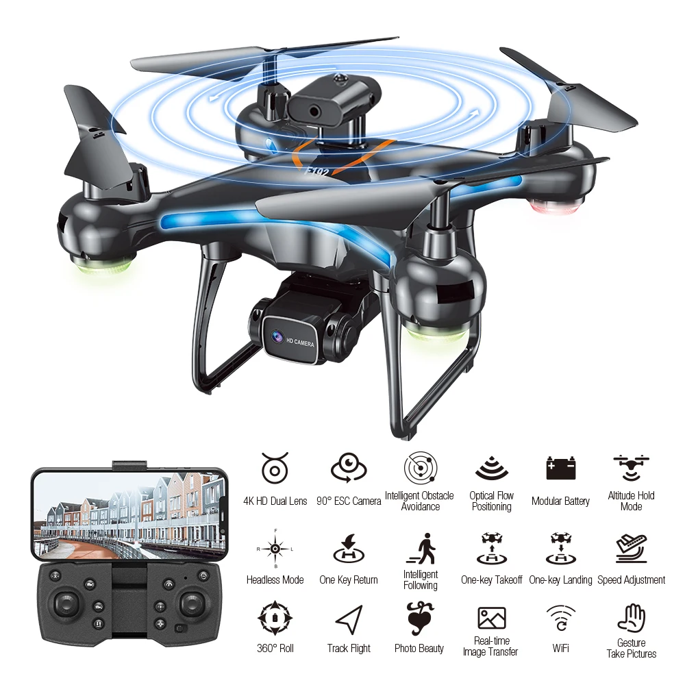 F192 RC Drone 4K Professional Dual Camera Obstacle Avoidance Optical Flow Positioning 143g Foldable Quadcopter Helicopter Gifts