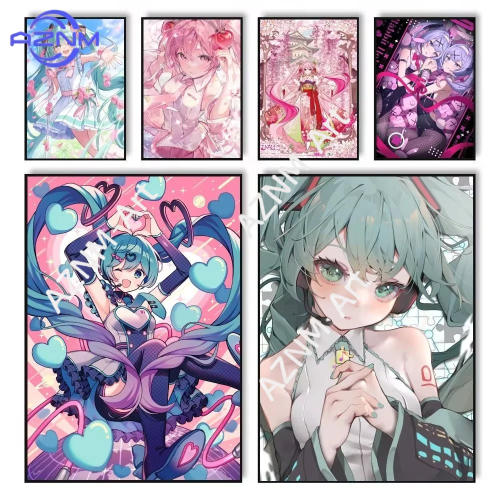 1 Stück H-Hatsune Miku Poster, hochwertiger Druck, wasserfester Wandaufkleber für Bar, Wohnzimmer, Dekoration, Geschenk