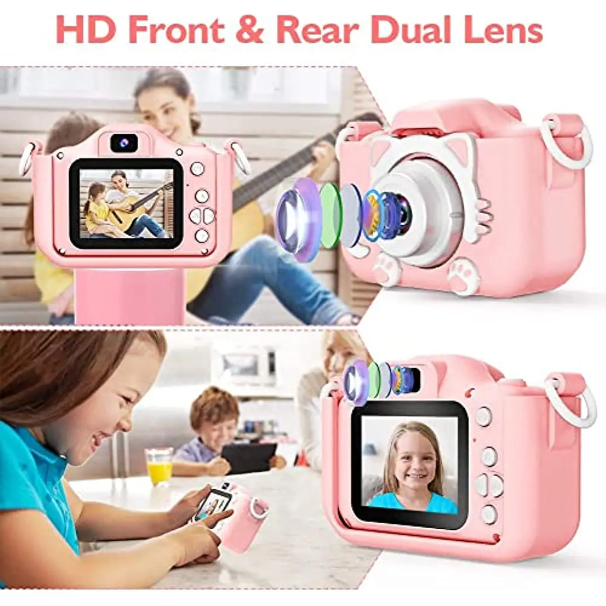 Children's Toy Camera Girl's Camera Unicorn Digital Camera with Video Cartoon 256GB SD Card Suitable for Girls Birthday Gifts
