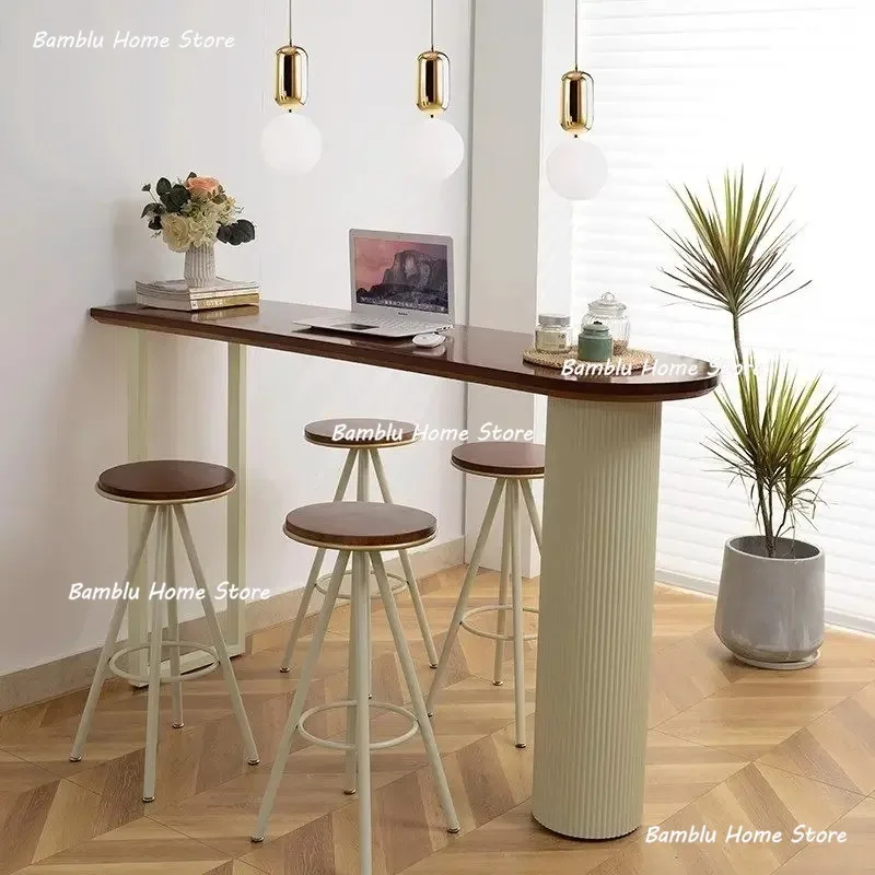 

Cream-style Simple Bar Table Modern Household Small Apartment Bar Table Solid Wood Retro Family Furniture Esstisch YS40CC